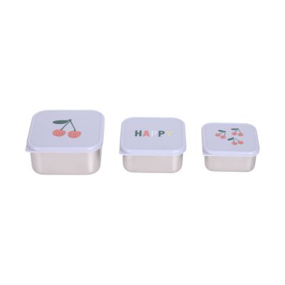 Lässig Snackbox RVS Happy Fruits Cherry 3 Stuks