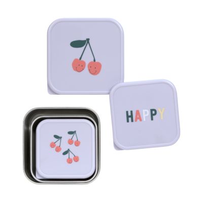 Lässig Snackbox RVS Happy Fruits Cherry 3 Stuks