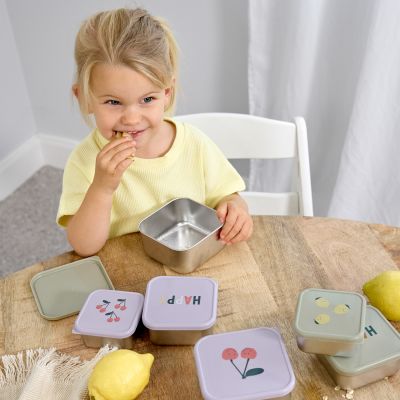 Lässig Snackbox RVS Happy Fruits Cherry 3 Stuks