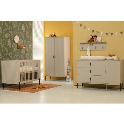 TWF Ledikant 60 x 120 - Commode XL 3 Laden 1 Deur Waves Clay