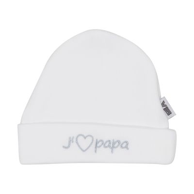 VIB Babymuts Rond - J'adore Papa - Wit/Grijs