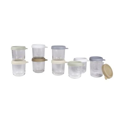 Beaba Glazen Bewaarpotjes – 10 Stuks – 250 ml – Natural Color Mix