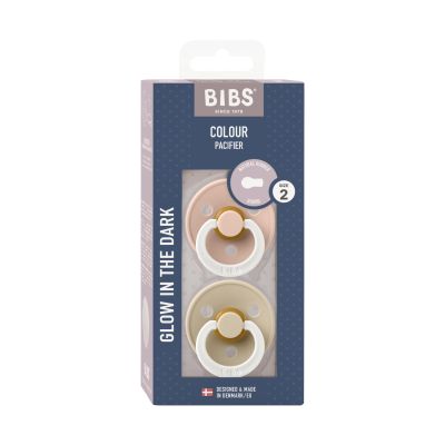 BiBs Glow In The Dark Fopspeen - Rond - 2 Stuks - 18+ Mnd - Blush/Vanilla