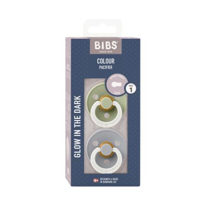 BiBs Glow In The Dark Fopspeen - Rond - 2 Stuks - 0-6 Mnd - Sage/Cloud BiBs Glow In The Dark Fopspeen - Rond - 2 Stuks - 0-6 Mnd - Sage/Cloud
