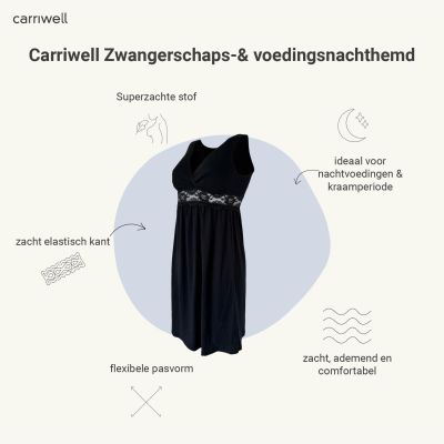 Carriwell Zwangerschapsnachthemd Zwart M Carriwell Zwangerschapsnachthemd Zwart M