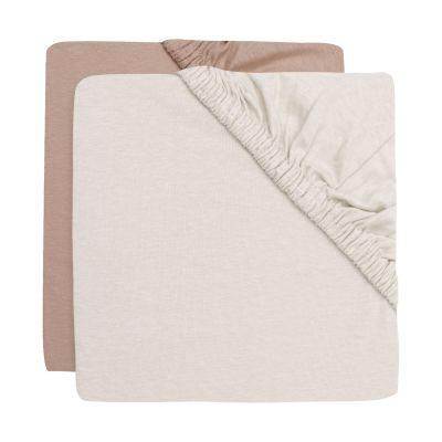 Jollein Hoeslaken - 2 Stuks - 70/75x140/150 cm - Jersey - Light Terra/Oatmeal