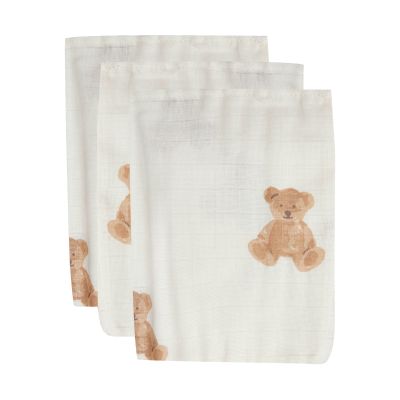 Jollein Washandje Hydrofiel Teddy Bear 3-pack 