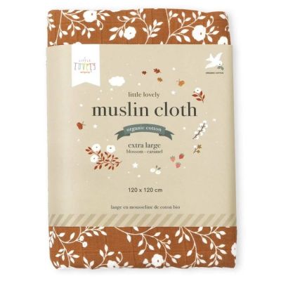 A Little Lovely Company Blossom Hydrofiele Doek XL - Caramel A Little Lovely Company Blossom Hydrofiele Doek XL - Caramel