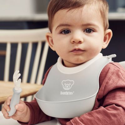Baby Björn® Slabbetje - Set van 2 - Grijs Baby Björn® Slabbetje - Set van 2 - Grijs