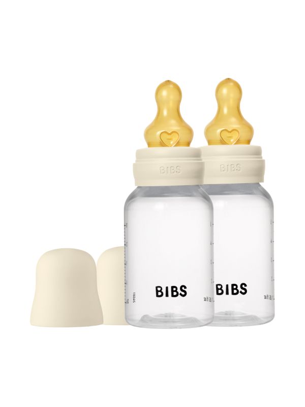 Bibs Fles - Slow Flow - 2 Pack - 150 ml - Latex - Ivory - Ronde Speen | Baby -Dump