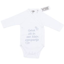 VIB® Romper Geluk Zit In Een Klein Rompertje Wit