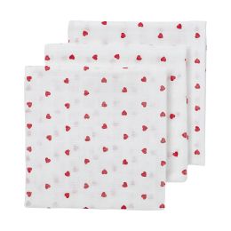 Meyco Baby Multidoek Hydrofiel Sweet Heart Red 70 x 70 cm 3-Pack