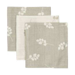 Jollein Monddoek Hydrofiel Twig Olive Green 31 x 31 cm 3-Pack