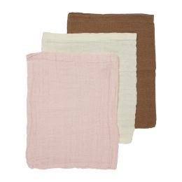 Meyco Uni Washand - Hydrofiel Pre-Washed - 3-Pack - Offwhite/Soft Pink/Toffee