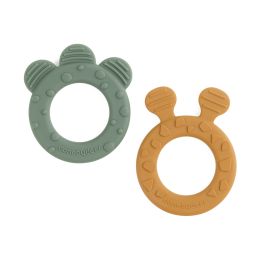 Done By Deer Bijtring Deer Friends Mustard/Green 2-pack
