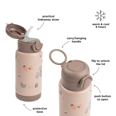 Done By Deer Thermos Drinkfles Rietje - 340 ml - Tiny Farm - Powder
