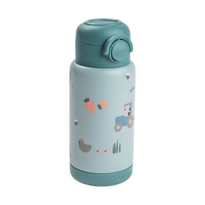 Done By Deer Thermos Drinkfles Rietje - 340 ml - Tiny Farm - Blue