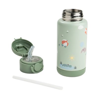 Done By Deer Thermos Drinkfles Rietje - 340 ml - Playground - Green