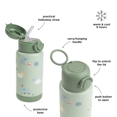 Done By Deer Thermos Drinkfles Rietje - 340 ml - Playground - Green