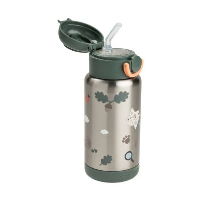 Done By Deer Thermos Drinkfles Rietje - 340 ml - Tiny Trails - Green