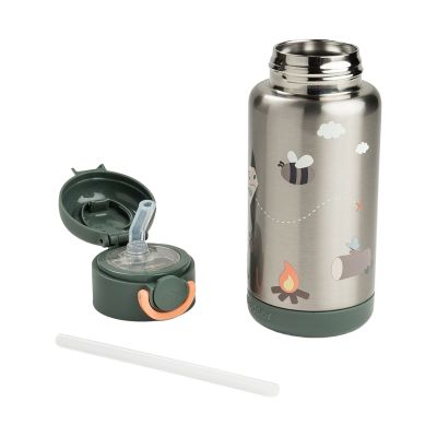Done By Deer Thermos Drinkfles Rietje - 340 ml - Tiny Trails - Green