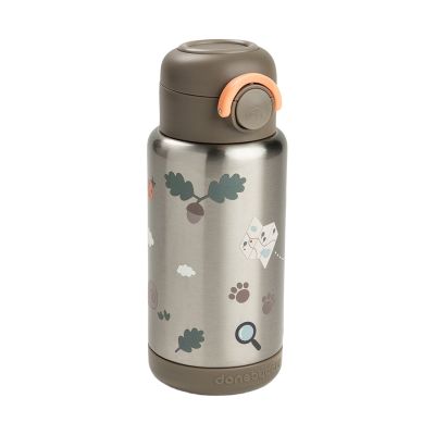 Done By Deer Thermos Drinkfles Rietje - 340 ml - Tiny Trails - Sand