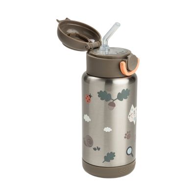 Done By Deer Thermos Drinkfles Rietje - 340 ml - Tiny Trails - Sand