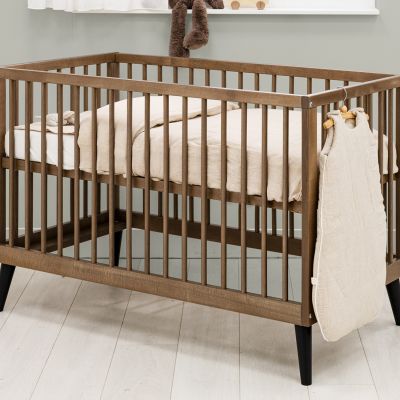 Bopita Ledikant 60 x 120 cm - Commode - 2‑Deurskast - Zara - Walnoot/Zwart