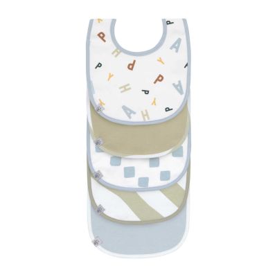 Lässig Slabbetjes Set van 5 - Happy Fruits - Blue/Khaki Mix