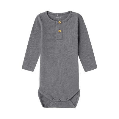 Name It Kab Button Romper - Mockingbird Melange
