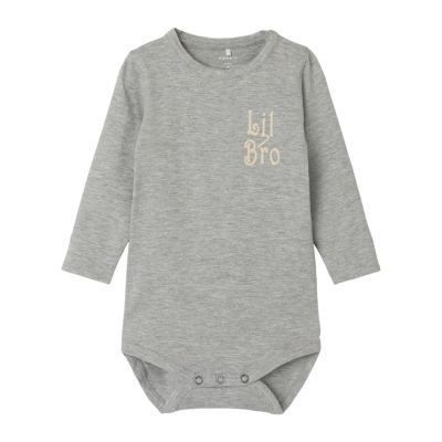 Name It Laby Lil Bro Romper - Maat 68 - Grey Malange 
