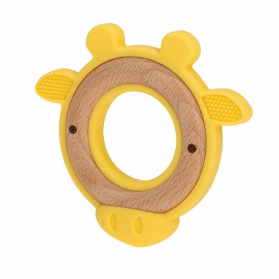 Nûby Hout/Silicone Bijtring Giraf 3mnd+