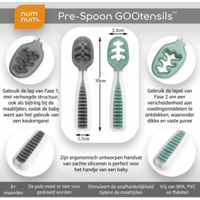 NumNum Pre-Spoons Storm Grey + Glacier Green