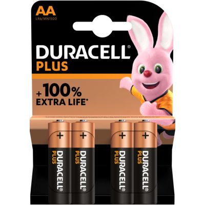 Duracell Batterij Plus Alkaline 100% AA 4 pack (LR6)