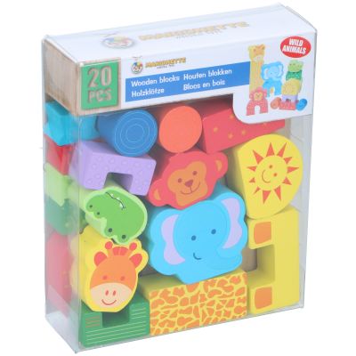 Marionette Wooden Toys Blokken Wild Animals (20 stuks)