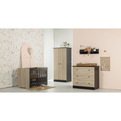 Interbaby Ledikant 60 x 120 - Commode 3 Laden - Hanglegkast Basalt