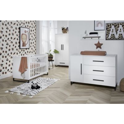 TWF Ledikant 70 x 140 - Commode XL 3 Laden 1 Deur - Hanglegkast 2 Deuren 1 Lade Torino