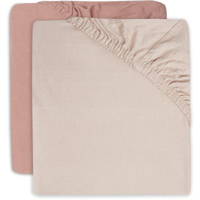 Jollein Ledikanthoeslaken Jersey 60 x 120 cm Pale Pink/Rosewood 2-pack