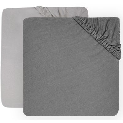 Jollein Ledikanthoeslaken Jersey 60 x 120 cm Soft Grey/Storm Grey 2-pack