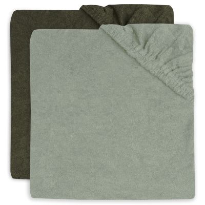 Jollein Aankleedkussenhoes Badstof Ash Green/Leaf Green 2-pack