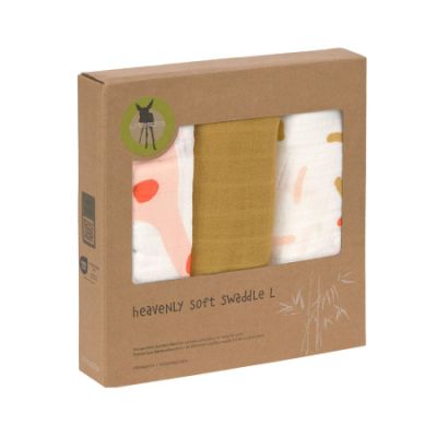 Lässig Heavenly Soft Swaddle L Little Mateys Spicy Orange 80 x 80 cm 3-Pack