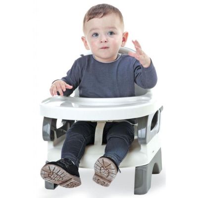 Kekk Boosterseat Met Eetblad En Tuigje Verstelbaar Grijs