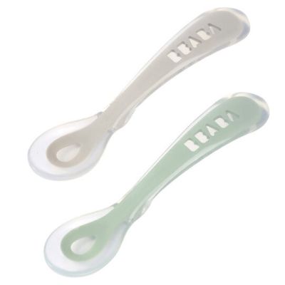 Béaba Lepel Set Siliconen Velvet Grey/Sage Green 8+ Maanden (2 Stuks)