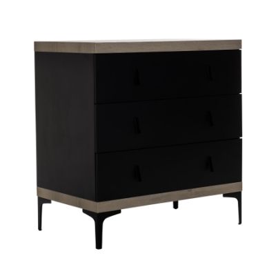 Interbaby Ledikant 60 x 120 - Commode 3 Laden - Hanglegkast 2-Deurs Strips Zwart