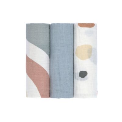 Lässig Swaddle & Burp Blanket L Rainbow Powder Blue 85 x 85 cm