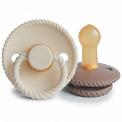Frigg Fopspeen Rope Cream/Sepia T2 6-18mnd (2 stuks)