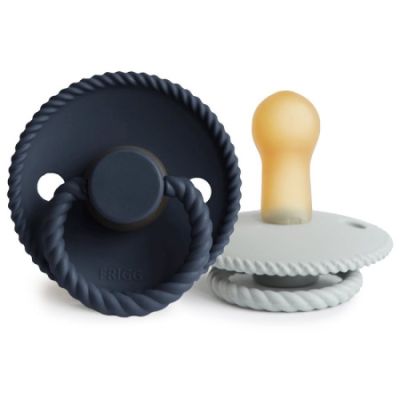 Frigg Fopspeen Rope Silver Gray/Dark Navy T2 6-18mnd (2 stuks)