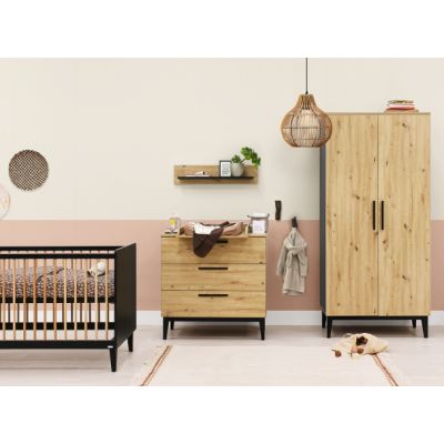 ToiToiKids Hanglegkast 2 Deurs Xem Mat Zwart/Eiken