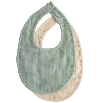 Mushie Slab Muslin Roman Green/Fog 2-Pack