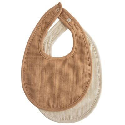 Mushie Slab Muslin Tan/Fog 2-Pack